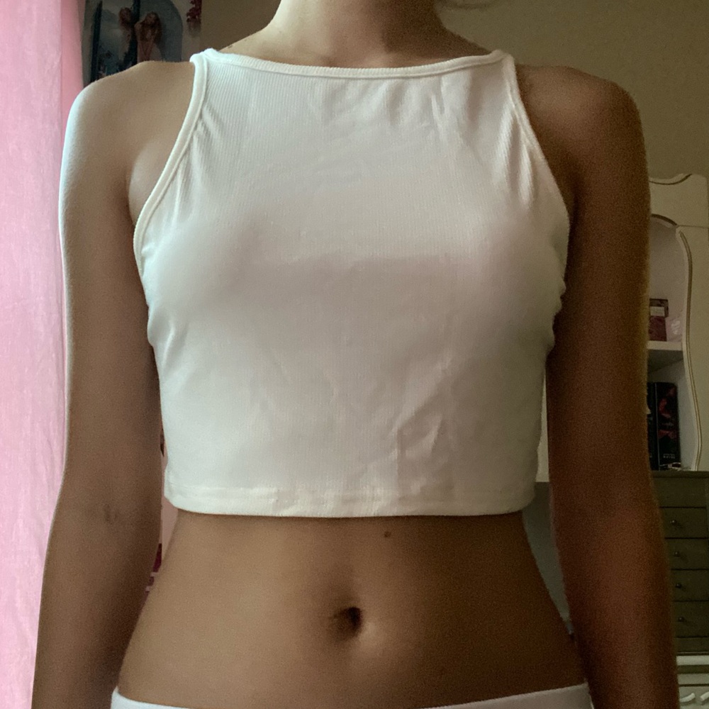 White Cropped Tank Top